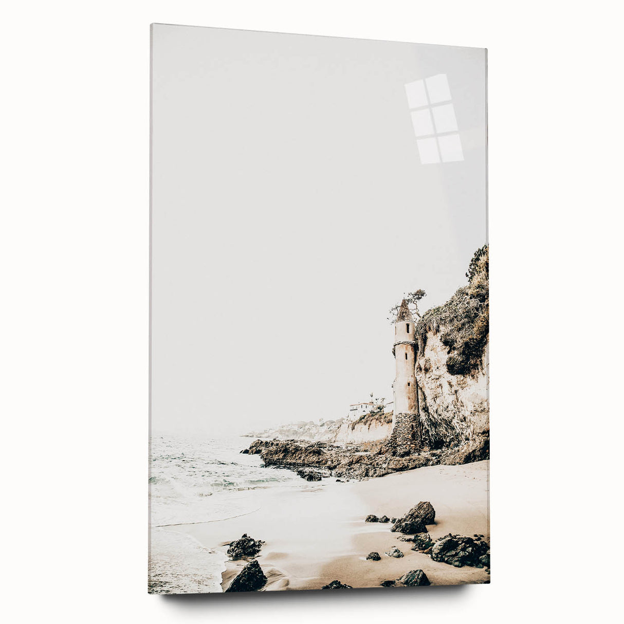 Large abstract wall art on acrylic glass depicting vibrant summer hues, ideal for bedroom or dining room decor.