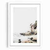 Abstract art print featuring warm summer hues on a white framed canvas, ideal for dining room decor.