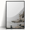 Large abstract wall art featuring vibrant orange and yellow tones on black acrylic framed print.