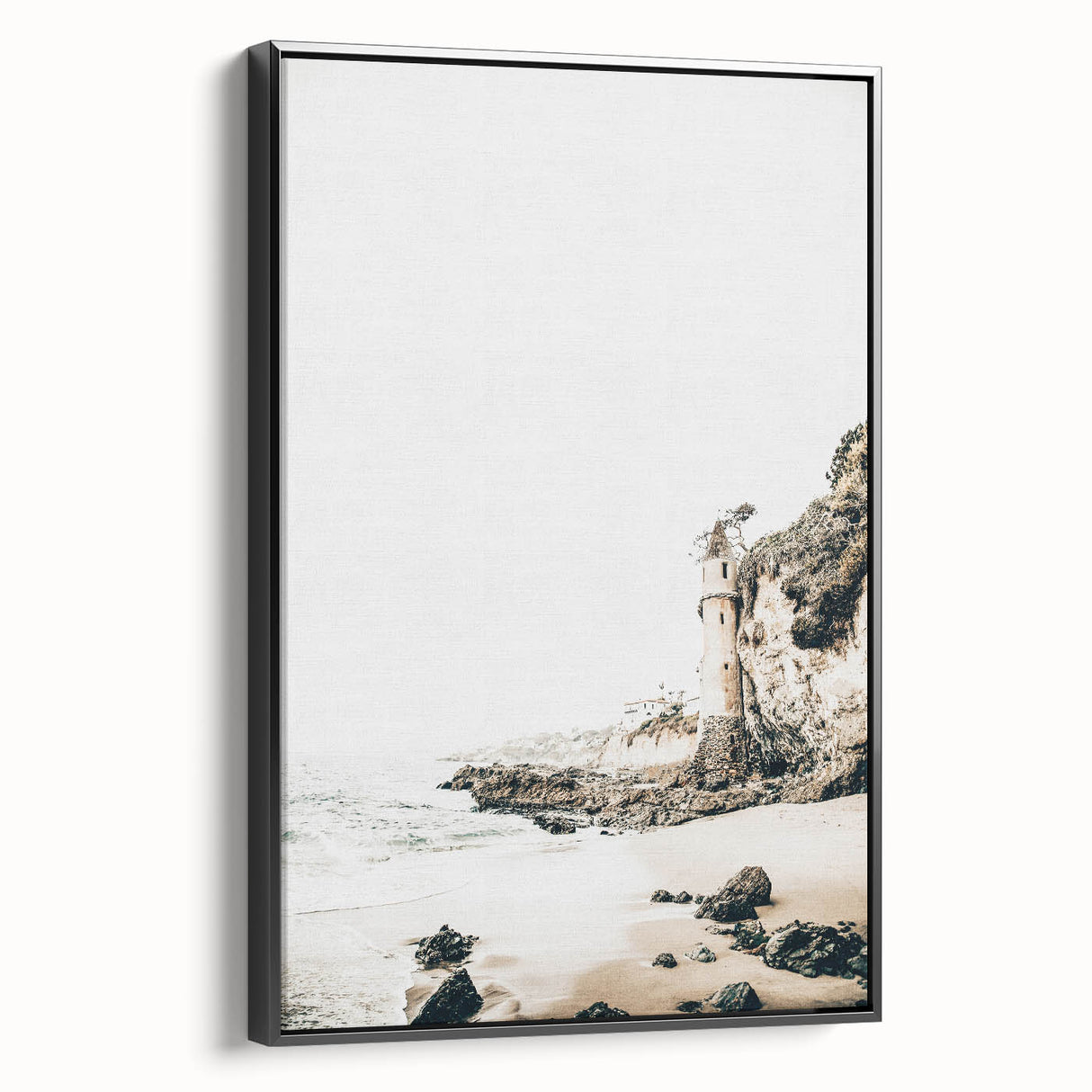 Black and white landscape art painting on framed canvas depicting summer trees, suited for bedroom decor.