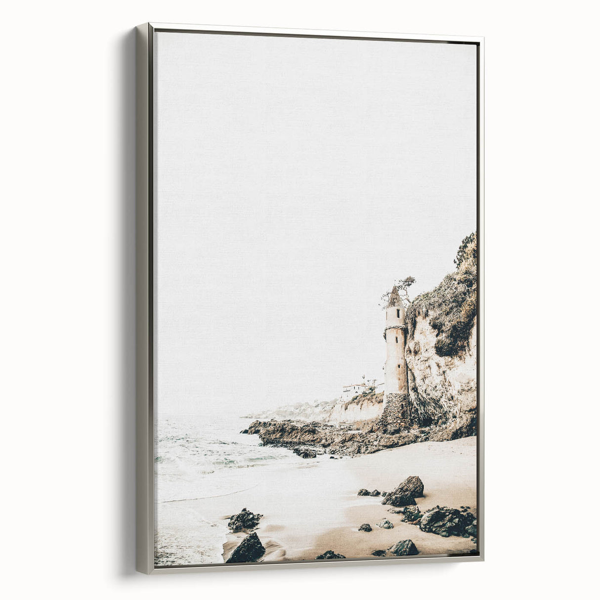 Framed canvas depicting a vintage landscape painting with vibrant summer hues, ideal for living room decor.