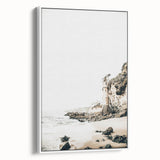 Vintage poster art depicting a summer scene on extra large framed canvas, with colorful art in black.
