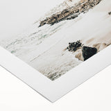 Art deco poster featuring a stylized summer scene with warm yellow and orange tones on a rolled canvas.