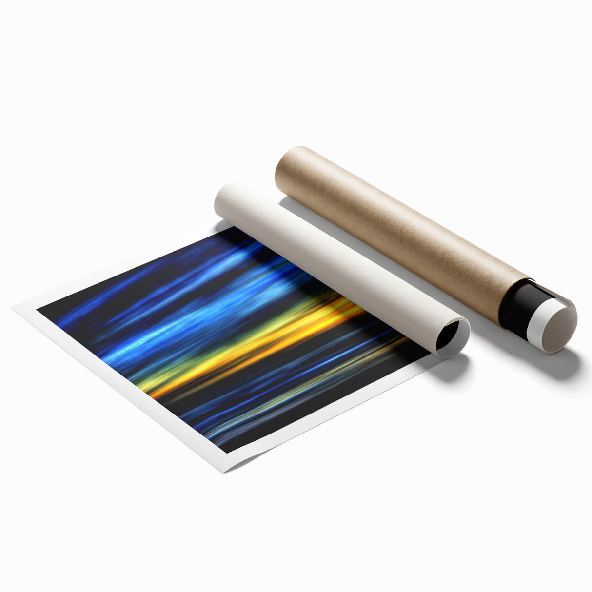 Electric Sunset Wall Art – Abstract Blue and Yellow Motion Print