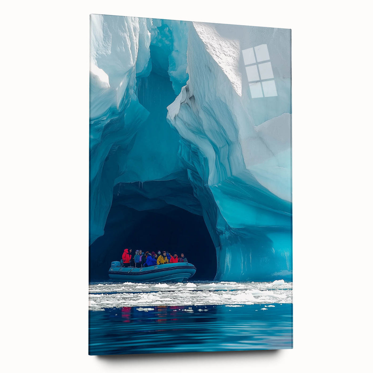 Acrylic landscape artwork depicting a serene cave view, showcasing vibrant colors and intricate details, perfect for modern home decor.