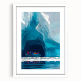 Framed art print showcasing a stunning landscape scene with caves, featuring a white mat and sleek frame, perfect for home decor and enhancing interior aesthetics.