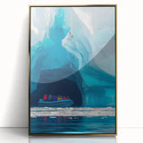 Framed acrylic artwork showcasing a stunning landscape with intricate cave details, featuring a gold front that enhances its vibrant colors. Ideal for adding a touch of elegance to modern home decor.