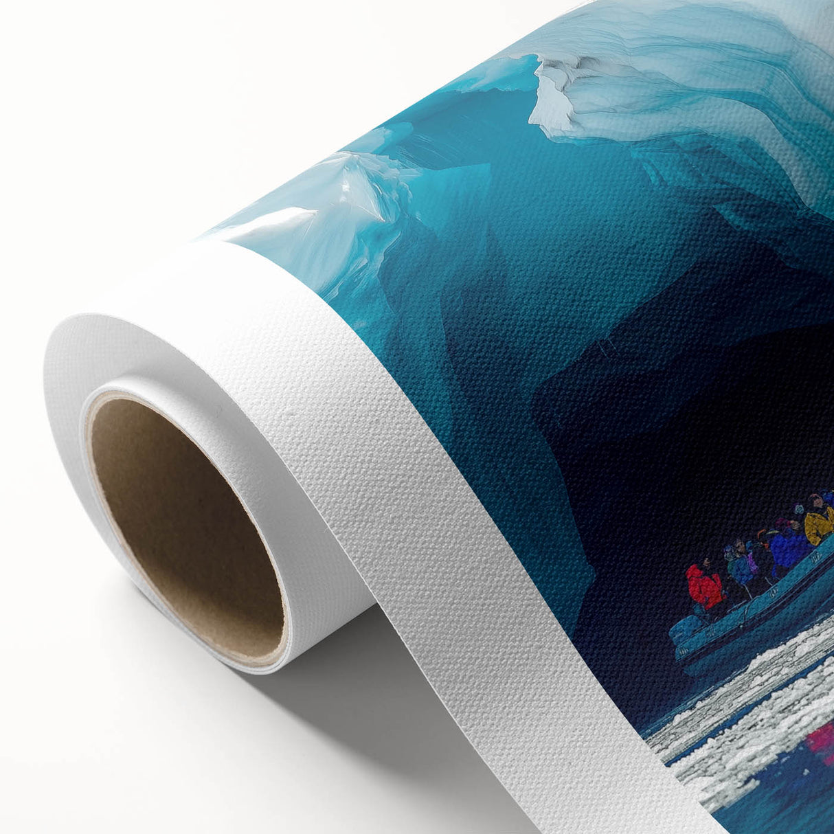 Rolled canvas artwork showcasing a vibrant landscape design with intricate cave motifs, featuring rich colors and textures, ideal for enhancing living spaces.
