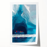 Rolled print showcasing a stunning landscape design with intricate cave details, featuring earthy tones and vibrant colors, perfect for home decor or art enthusiasts.