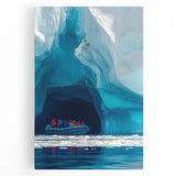 Stretched canvas artwork showcasing a vibrant landscape with caves, featuring rich colors and intricate details, perfect for enhancing home decor aesthetics.