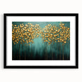Golden Trees on Teal – Modern Large Wall Art for Living Room