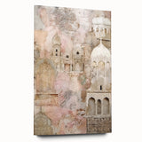 Abstract architectural wall art design displayed in a sleek acrylic frame, showcasing vibrant colors and geometric patterns, ideal for modern home decor.