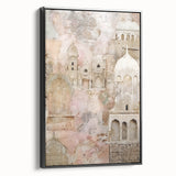 Framed abstract architecture wall art showcasing geometric patterns in black, displayed from a side view, perfect for modern interior decor.