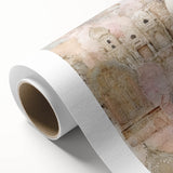 Abstract architectural wall art on rolled canvas, showcasing vibrant geometric shapes in bold colors, perfect for modern home decor. Packaged securely in a cardboard tube for delivery.