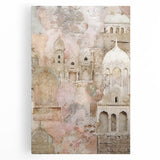 Abstract architecture wall art on stretched canvas, showcasing geometric patterns in vibrant colors, perfect for modern home decor. Ideal for enhancing contemporary interiors.