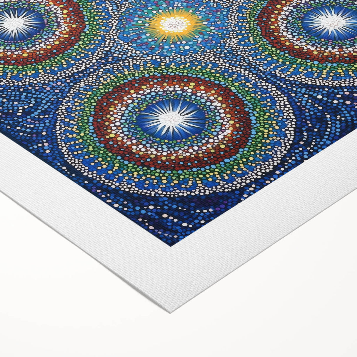 Abstract geometric rolled canvas artwork showcasing vibrant colors and dynamic shapes, perfect for modern home decor. Packaged securely in a protective tube for safe delivery.