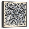 Abstract framed canvas artwork showcasing vibrant splatter patterns in a modern black frame, perfect for contemporary home decor, adding a splash of color and creativity to any space.