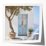 Extra large wall art featuring a detailed Greek door design in neutral tones on glossy photo paper.