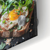 Large abstract wall art on acrylic glass featuring swirling blue and green tones, ideal for dining room decor.