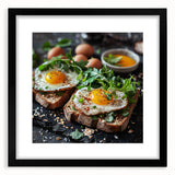 Extra large abstract art print featuring vibrant, textured colors on a black framed canvas, ideal for living room decor.