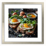 Textured abstract art print in muted gray and silver tones, framed with a silver mat, suitable for bedroom wall decor.