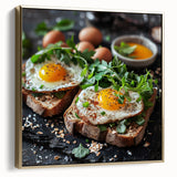 Framed canvas featuring a vintage landscape painting in silver and gold tones, ideal for bedroom wall art.