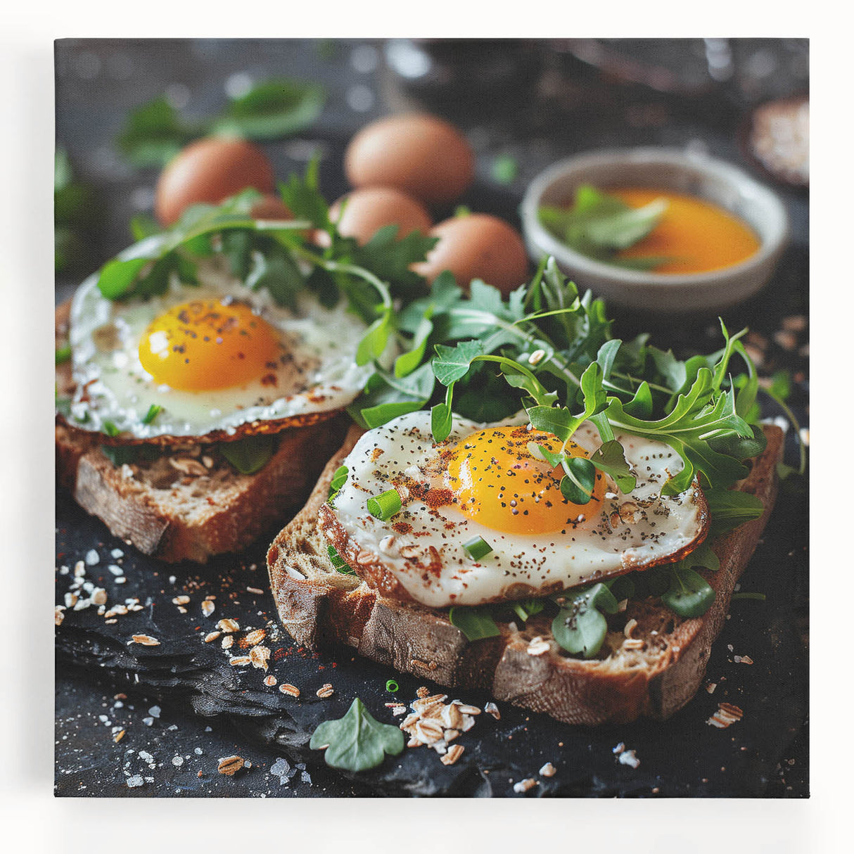 Black and white canvas print featuring assorted kitchen dishes, ideal for kitchen wall art.