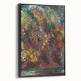 Expressionist Autumn Scene – Vibrant Riverbank Abstract Canvas Art