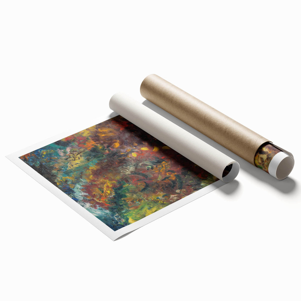 Expressionist Autumn Scene – Vibrant Riverbank Abstract Canvas Art