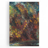 Expressionist Autumn Scene – Vibrant Riverbank Abstract Canvas Art
