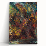 Expressionist Autumn Scene – Vibrant Riverbank Abstract Canvas Art