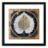 Elegant black-framed wall art featuring a botanical design of flowers and leaves, highlighting vibrant colors and intricate details, perfect for home decor.
