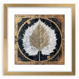 Gold-framed wall art showcasing an elegant design of flowers and botanical leaves, featuring a soft matte finish, perfect for home decor enhancement.