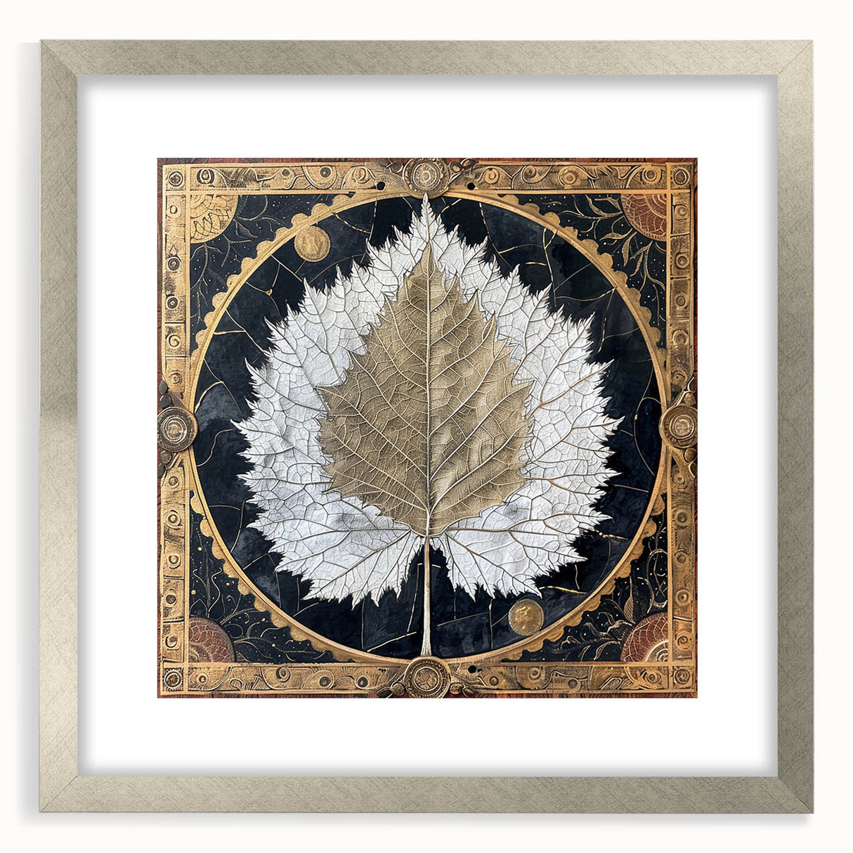Framed wall art featuring a floral design with vibrant colors, encased in a sleek silver frame with a white mat, perfect for home decor enhancement.