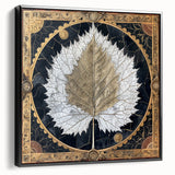 Framed canvas wall art showcasing a vibrant floral and botanical design, featuring colorful flowers and lush green leaves, presented in a sleek black frame.