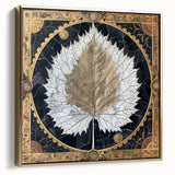 Framed wall art featuring an elegant floral and botanical design with silver and gold accents on a textured canvas, ideal for modern home decor.