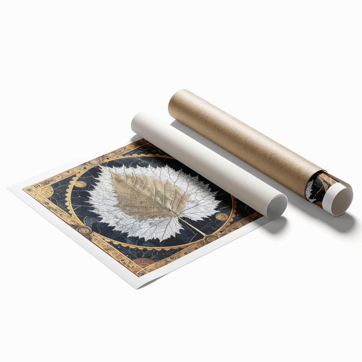 Vibrant wall art print showcasing an intricate design of colorful flowers and botanical leaves, rolled for easy display and storage, ideal for home decor.