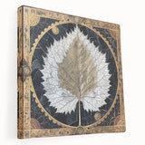 Stretched canvas wall art showcasing a vibrant floral and botanical design, featuring intricate details in green and colorful blossoms, ideal for home decor.