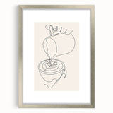 Extra large abstract art print featuring textured swirls in muted earth tones, framed in silver, ideal for living room decor.