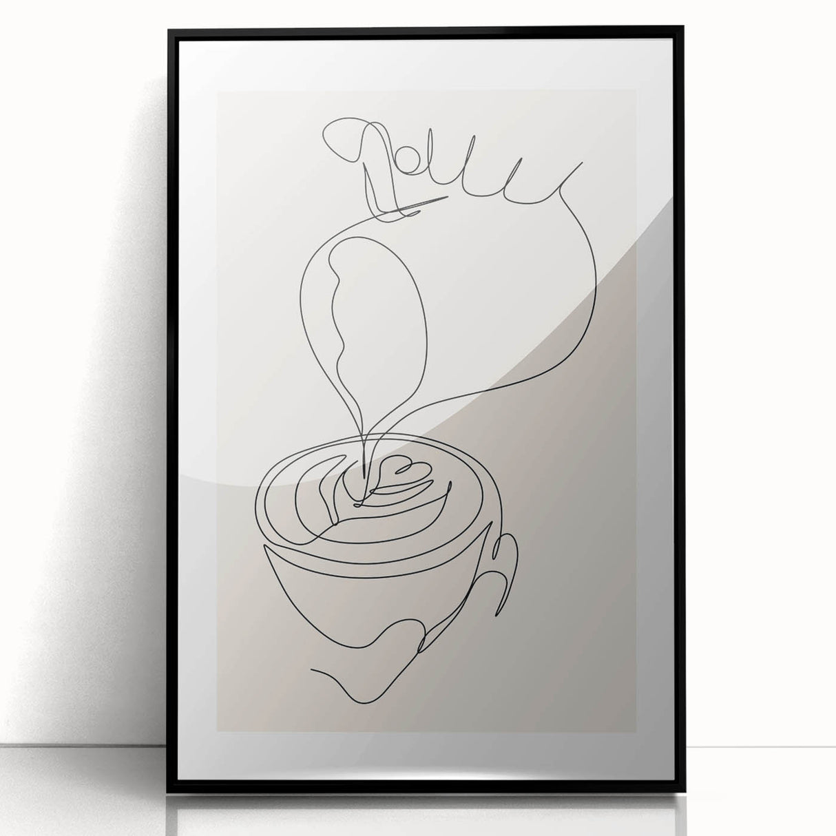 Large abstract wall art featuring swirling black and white patterns on acrylic, framed in black.