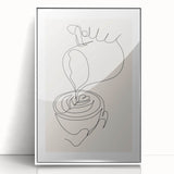 Mid-century modernist art depicting vibrant fruits on a white acrylic print, suitable for modern kitchen decor.