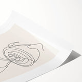 Extra large rolled print featuring black and white line art of flowers, ideal for large living room wall decor.