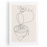 Large black and white stretched canvas depicting various kitchen utensils, ideal for kitchen wall art.