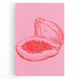 Large black and white canvas depicting assorted fruits, ideal for kitchen wall art.