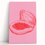 Black and white stretched canvas featuring an assortment of fruits, ideal for kitchen wall art.