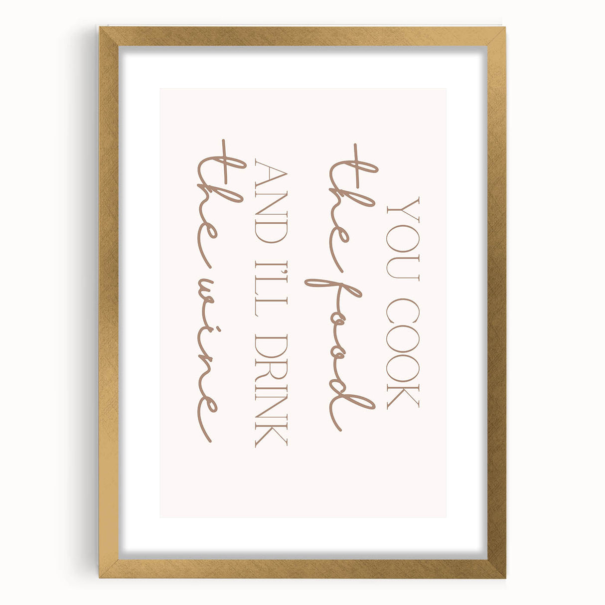 Extra large abstract art print featuring textured swirls in gold and white, framed with a mat, ideal for living room decor.
