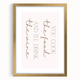 Extra large abstract art print featuring textured swirls in gold and white, framed with a mat, ideal for living room decor.