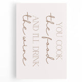 Large black and white canvas featuring stylized kitchen utensils, ideal for kitchen wall art.