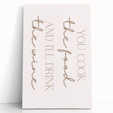 Large black and white stretched canvas featuring a stylized inspirational quote, ideal for kitchen wall art.