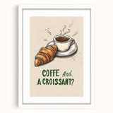 Abstract art print of assorted pastries in soft pastel tones, framed in white, suitable for dining room decor.